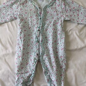 Kissy Kissy Soft Floral Ruffle One-Piece - Mint and Pink